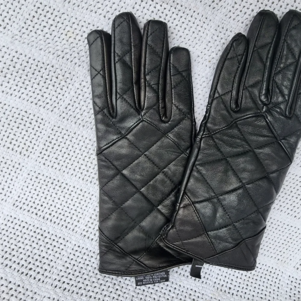 Vintage Newstock Black patchwork‎ gloves NWOT M